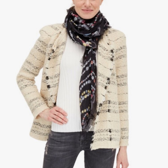 IRO Nine Ecru & Black Mohair Blend Single Snap Jacket EUC - Picture 3 of 8